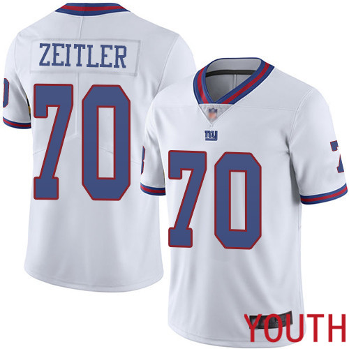 Youth New York Giants 70 Kevin Zeitler Limited White Rush Vapor Untouchable Football NFL Jersey